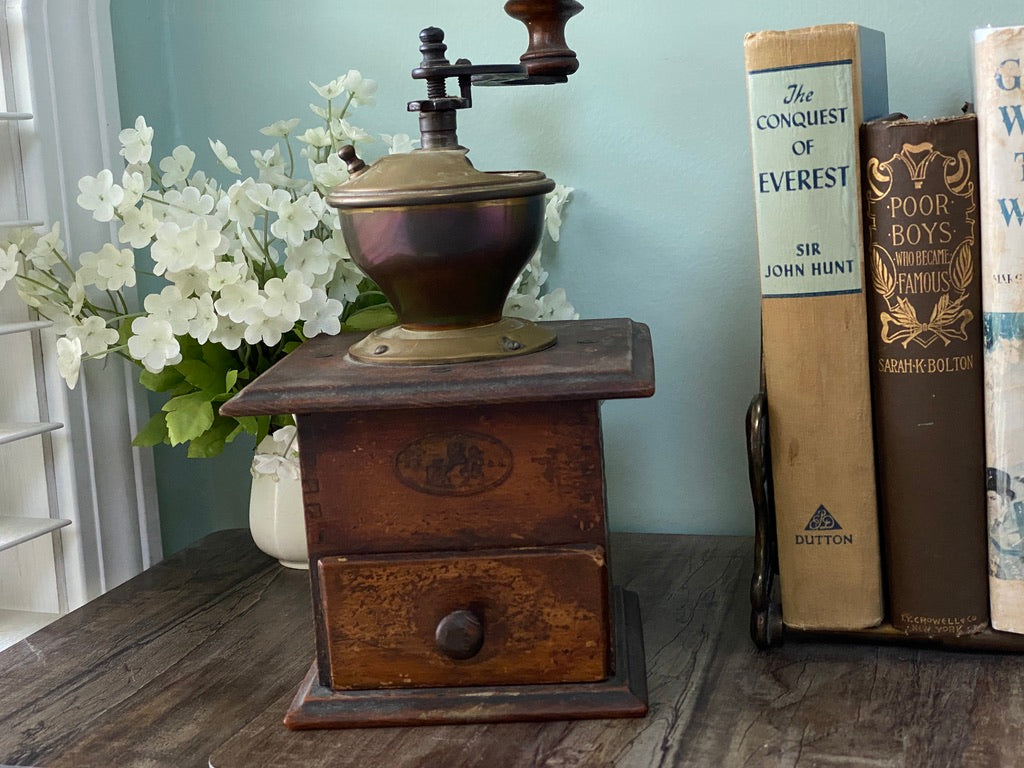 Vintage Coffee Grinder, European Hand Crank at Duckwells