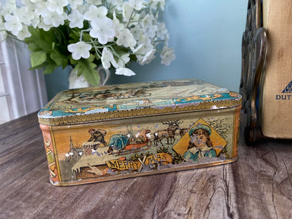 Antique Christmas Biscuit Tin Can at Duckwells
