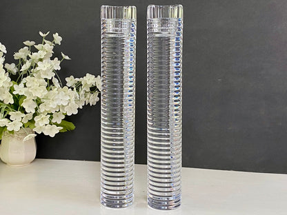 Vintage Tall Crystal Candlesticks at Duckwells