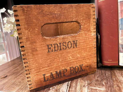 Antique Edison Lamp Advertising Wood Box