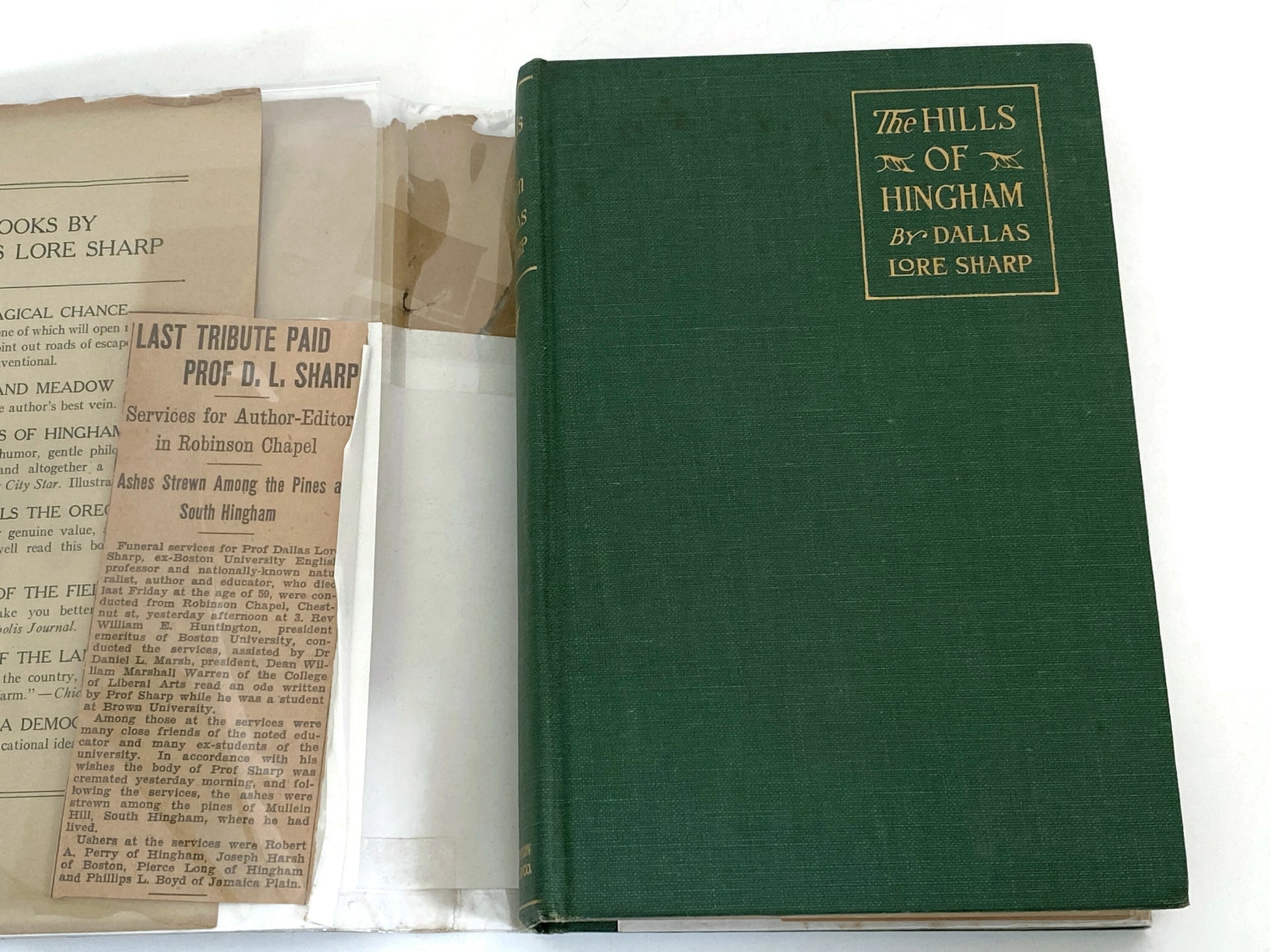 Antique First Edition Book "The Hills of Hingham" by Dallas Lore Sharp at Duckwells