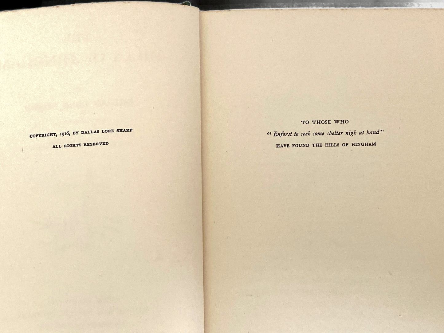 Antique First Edition Book "The Hills of Hingham" by Dallas Lore Sharp at Duckwells