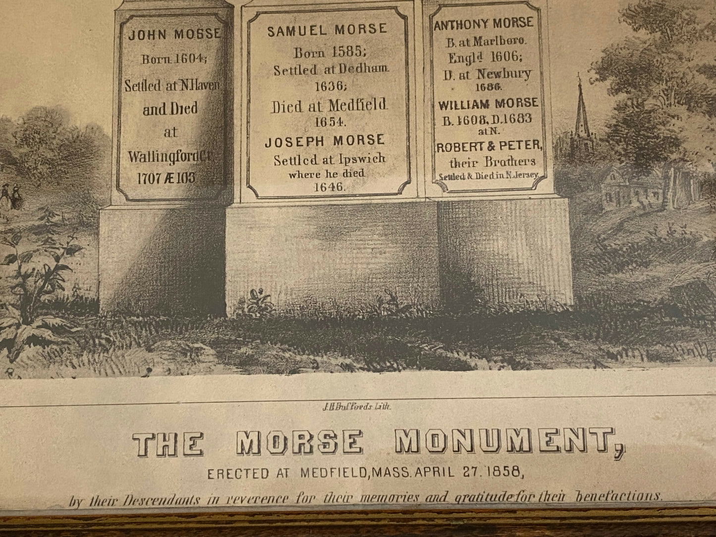 Antique Morse Monument Lithograph Framed Print
