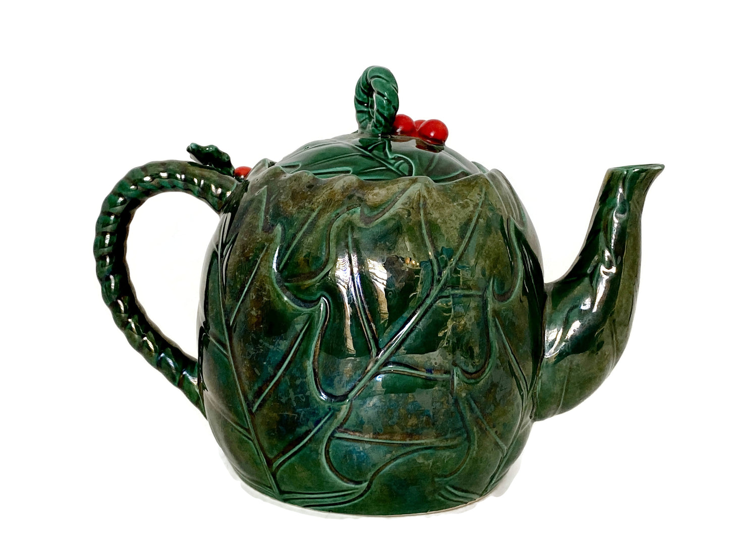 Midcentury Lefton Ceramic Green Holly Berry Teapot at Duckwells