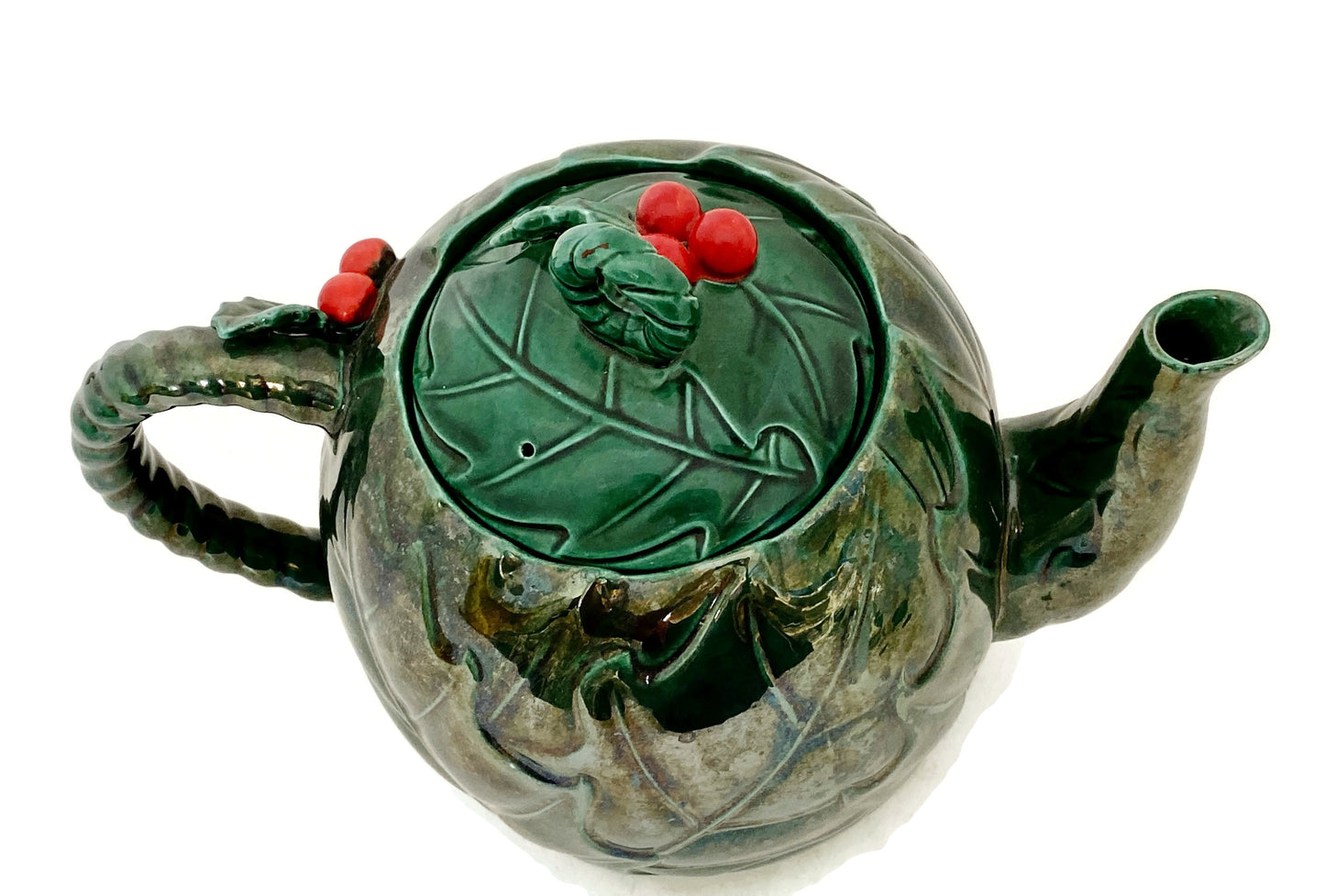 Midcentury Lefton Ceramic Green Holly Berry Teapot at Duckwells