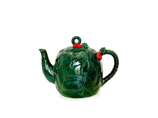 Midcentury Lefton Ceramic Green Holly Berry Teapot at Duckwells