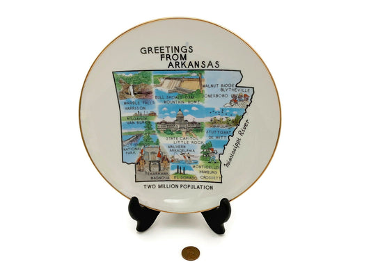 Midcentury Arkansas State Souvenir Plate - Duckwells