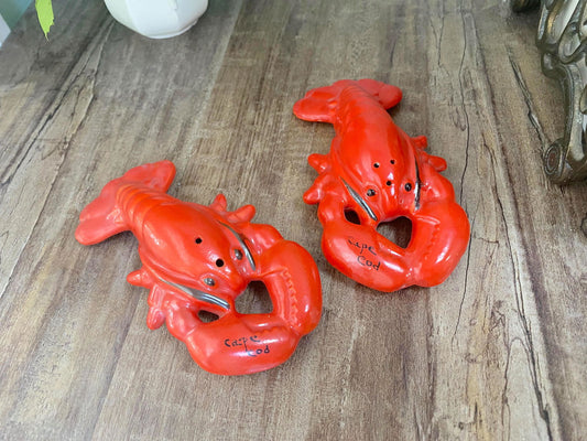 Midcentury Ceramic Lobster Salt and Pepper Shakers Cape Cod Souvenir - Duckwells