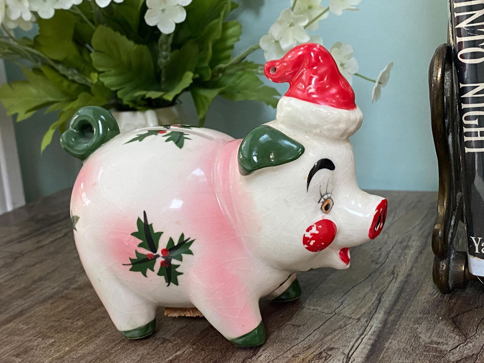 Midcentury Christmas Ceramic Piggy Bank by Kreiss - Duckwells