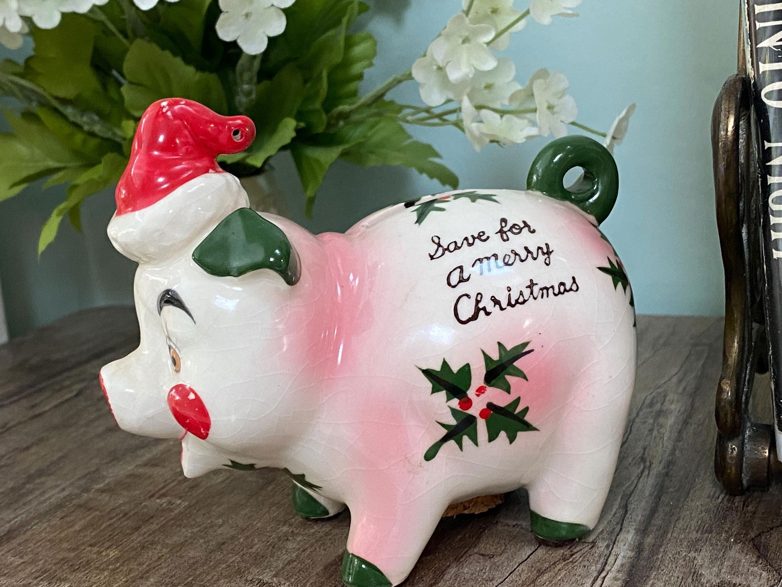 Midcentury Christmas Ceramic Piggy Bank by Kreiss - Duckwells