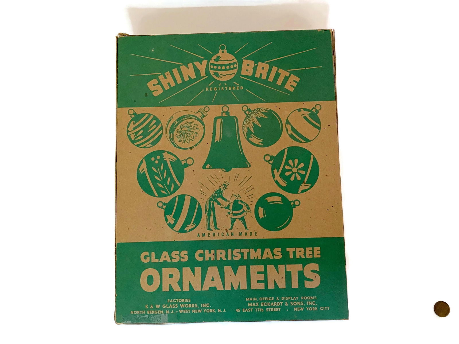 Midcentury Glass Christmas Tree Ornaments in a Shiny Brite Box - Duckwells