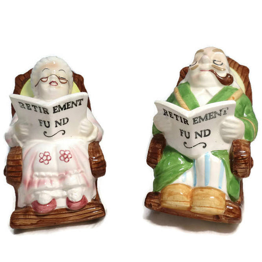 Midcentury Lefton Ceramic Retirement Piggy Banks at Duckwells