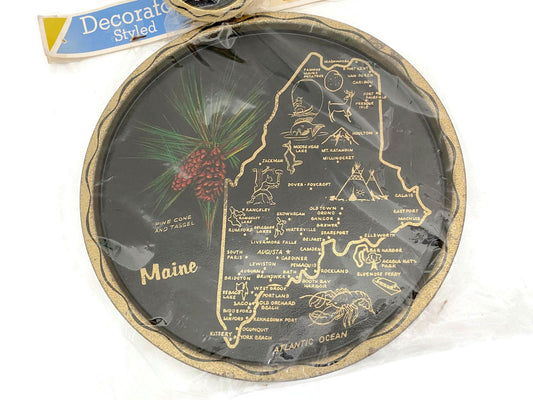 Midcentury Maine Metal Souvenir Tray and Coasters at Duckwells