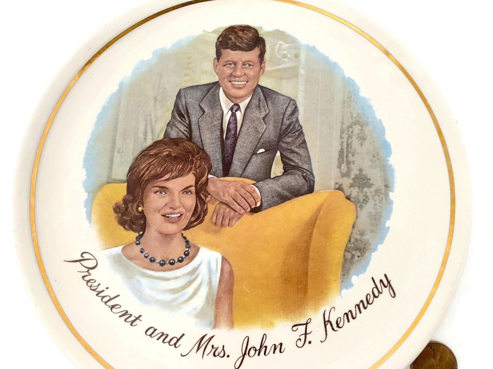 Midcentury President and Mrs. John F. Kennedy Souvenir Plate - Duckwells