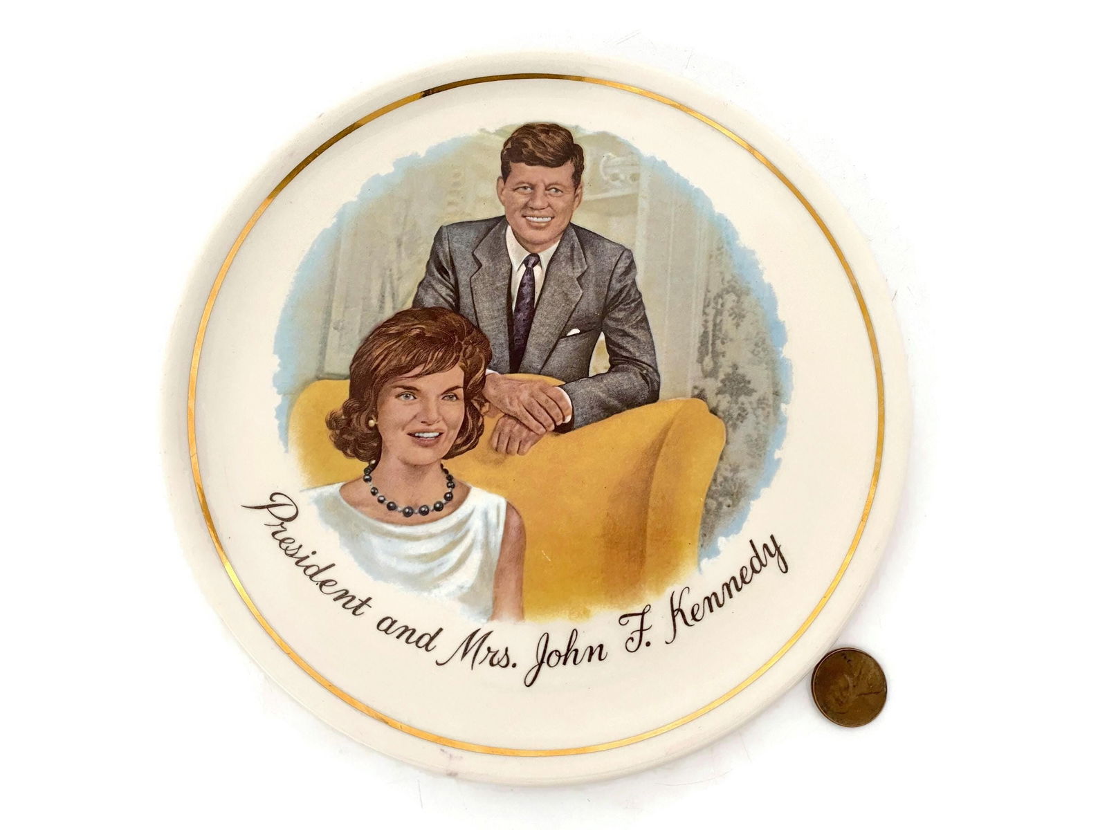 Midcentury President and Mrs. John F. Kennedy Souvenir Plate - Duckwells