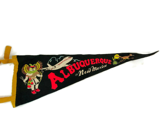 Vintage Albuquerque New Mexico Felt Souvenir Pennant at Duckwells