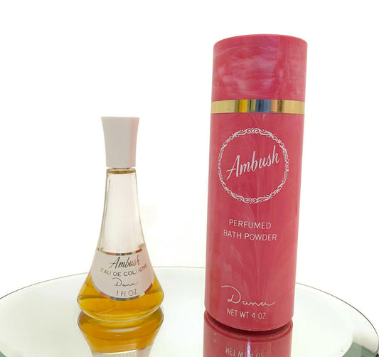 Vintage Ambush Fragrance Set Cologne and Perfumed Bath Powder - Duckwells