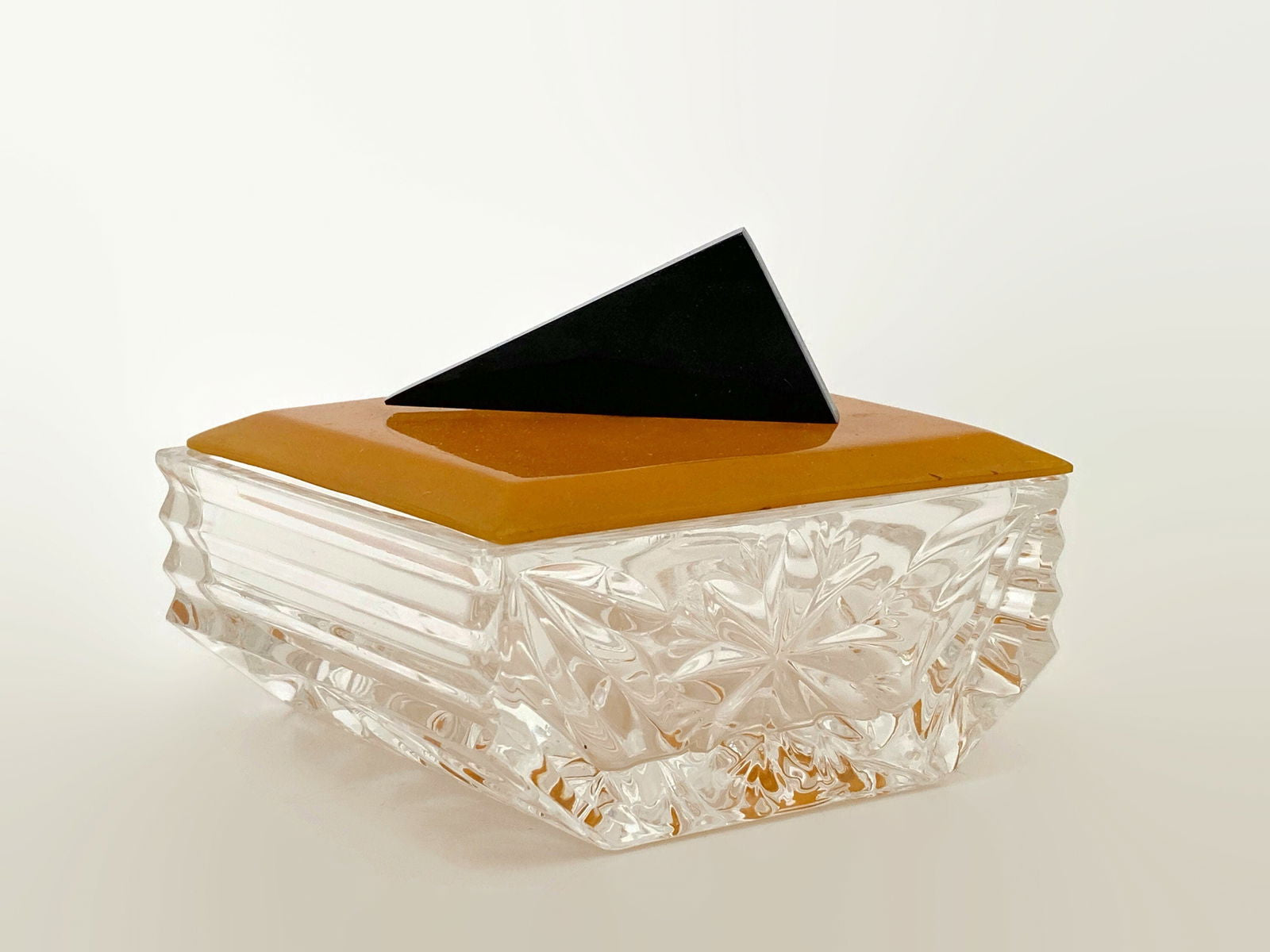 Vintage Art Deco Crystal Dish with Bakelite Lid - Duckwells