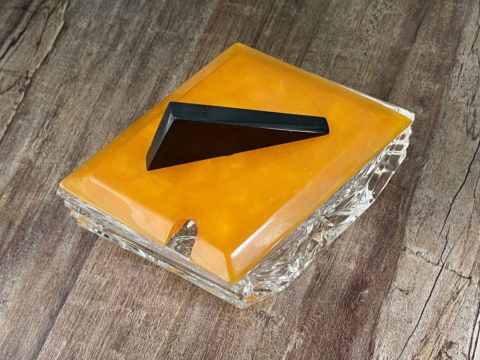 Vintage Art Deco Crystal Dish with Bakelite Lid - Duckwells