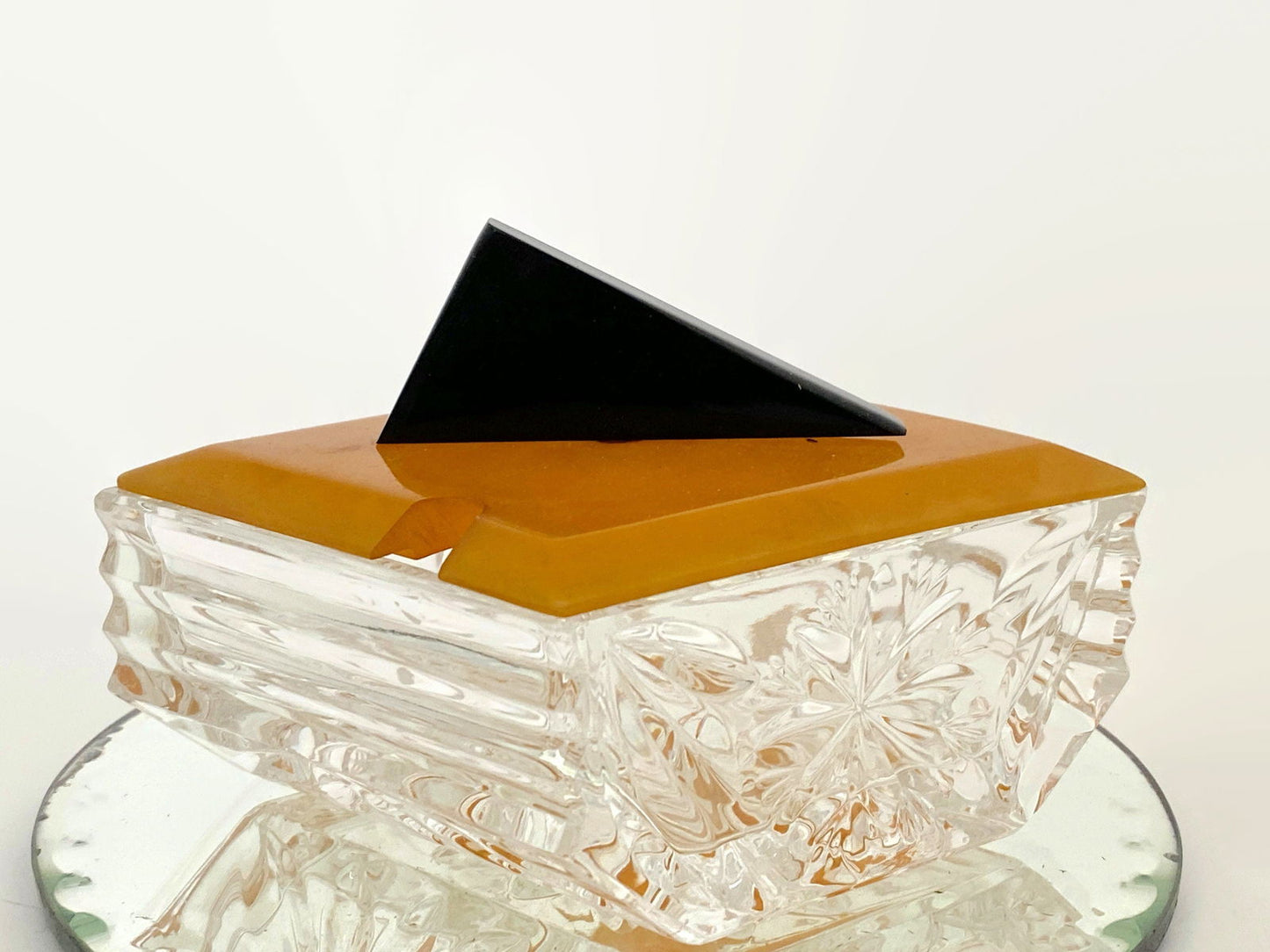 Vintage Art Deco Crystal Dish with Bakelite Lid - Duckwells