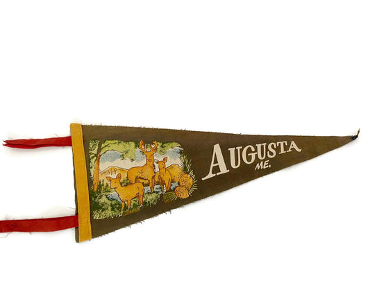 Vintage Augusta Maine Felt Souvenir Pennant at Duckwells