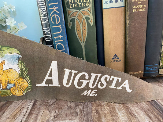 Vintage Augusta Maine Felt Souvenir Pennant at Duckwells