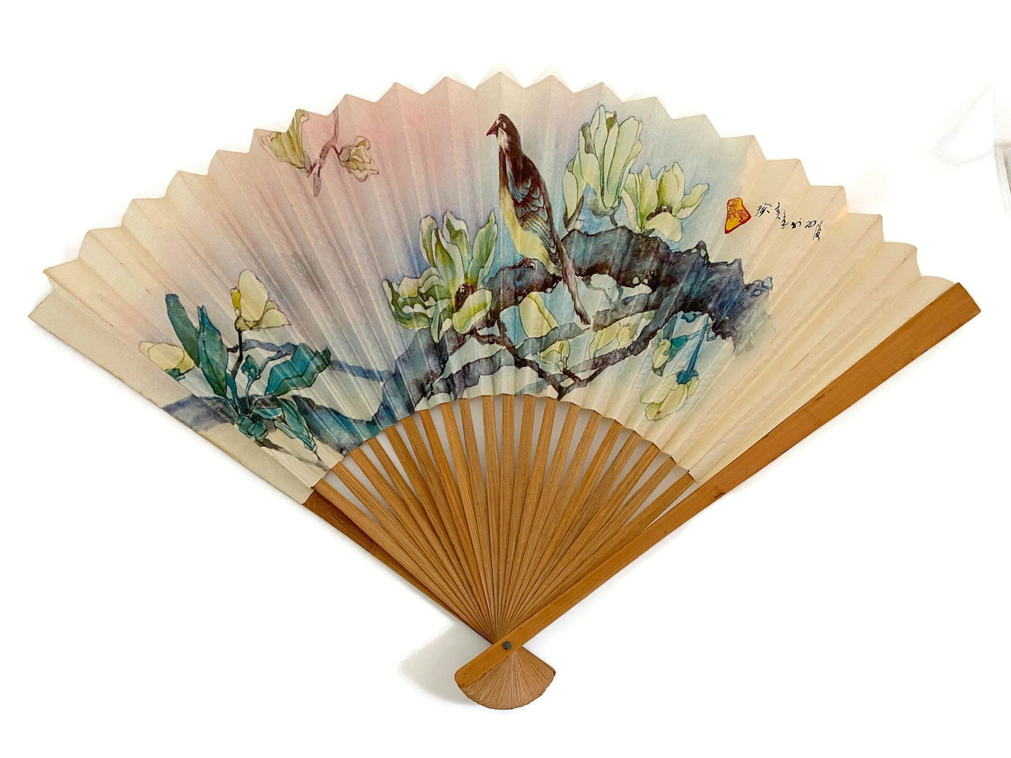 Vintage Bamboo and Paper Folding Fan - Duckwells