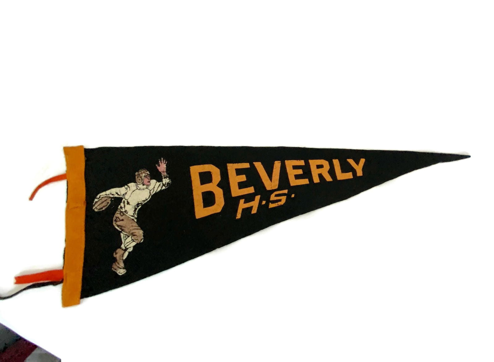 Vintage Beverly High School Football Pennant - Midcentury Sports Felt Souvenir - Duckwells