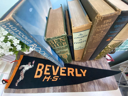 Vintage Beverly High School Football Pennant - Midcentury Sports Felt Souvenir - Duckwells