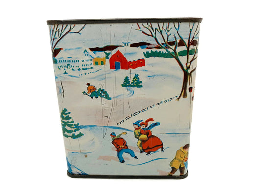 Vintage Candy Tin Litho with Winter Scene at Duckwells
