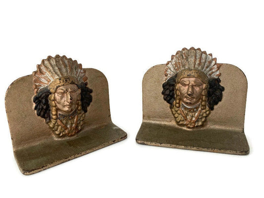 Vintage Cast Iron Indian Chief bookends at Duckwells