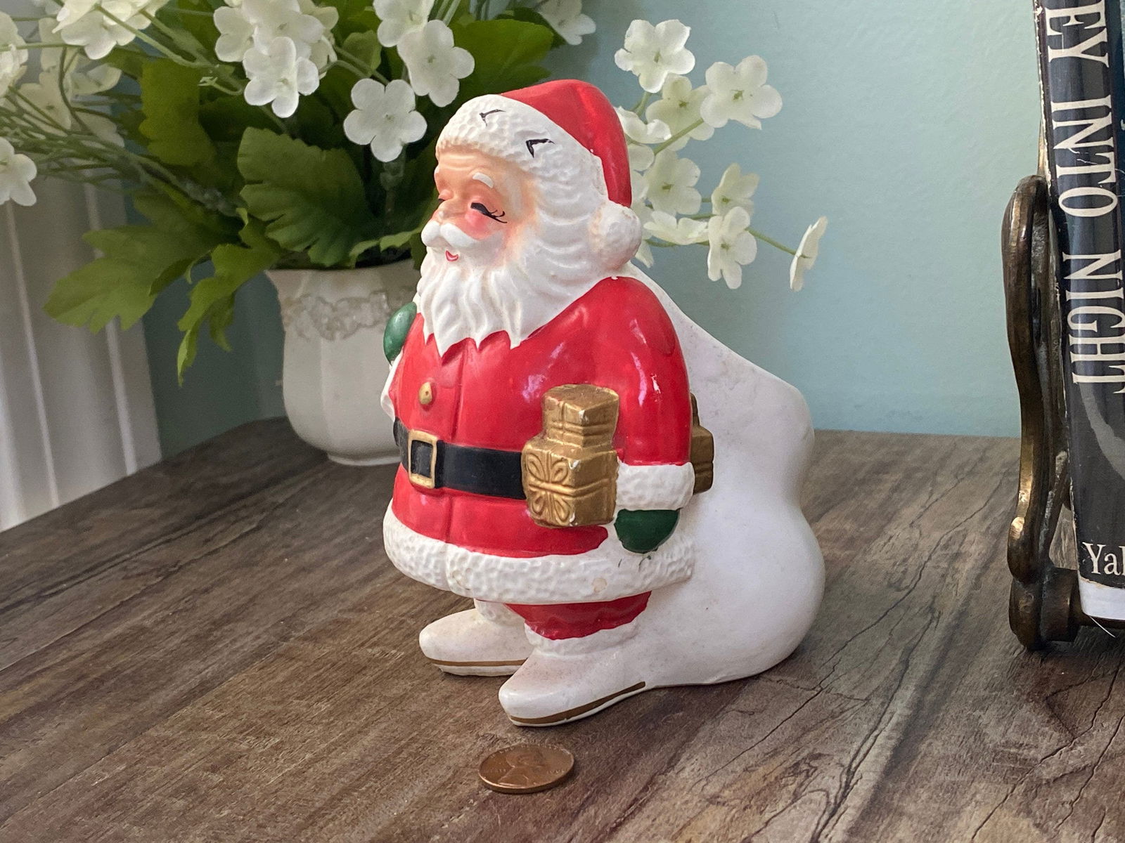 Vintage Christmas Santa Claus Ceramic Planter by Napco - Duckwells