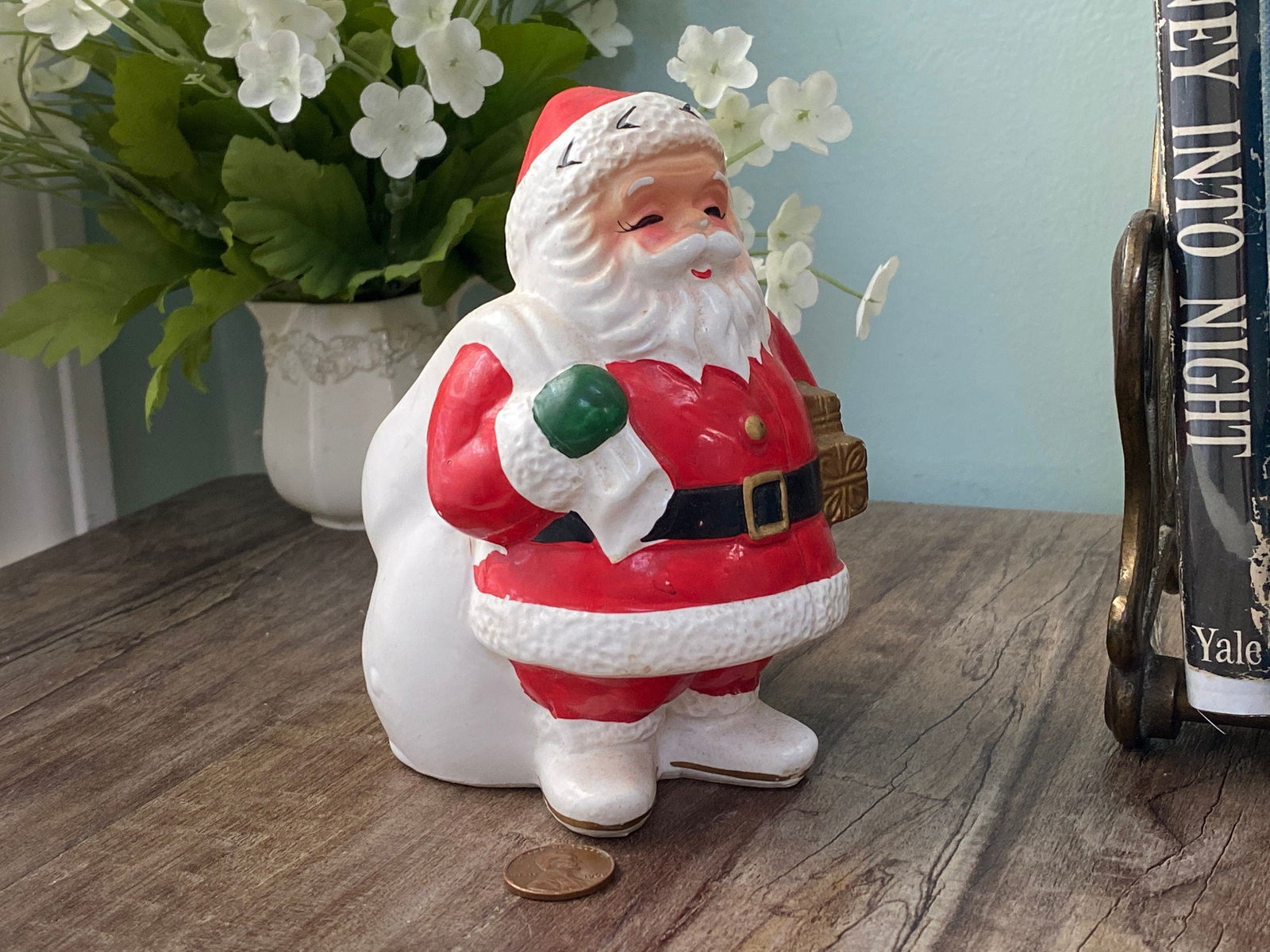 Vintage Christmas Santa Claus Ceramic Planter by Napco - Duckwells
