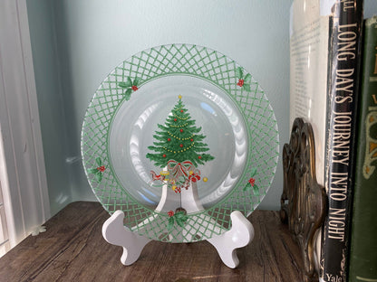 Vintage French Clear Glass Christmas Luncheon Plates by Arcoroc - Duckwells