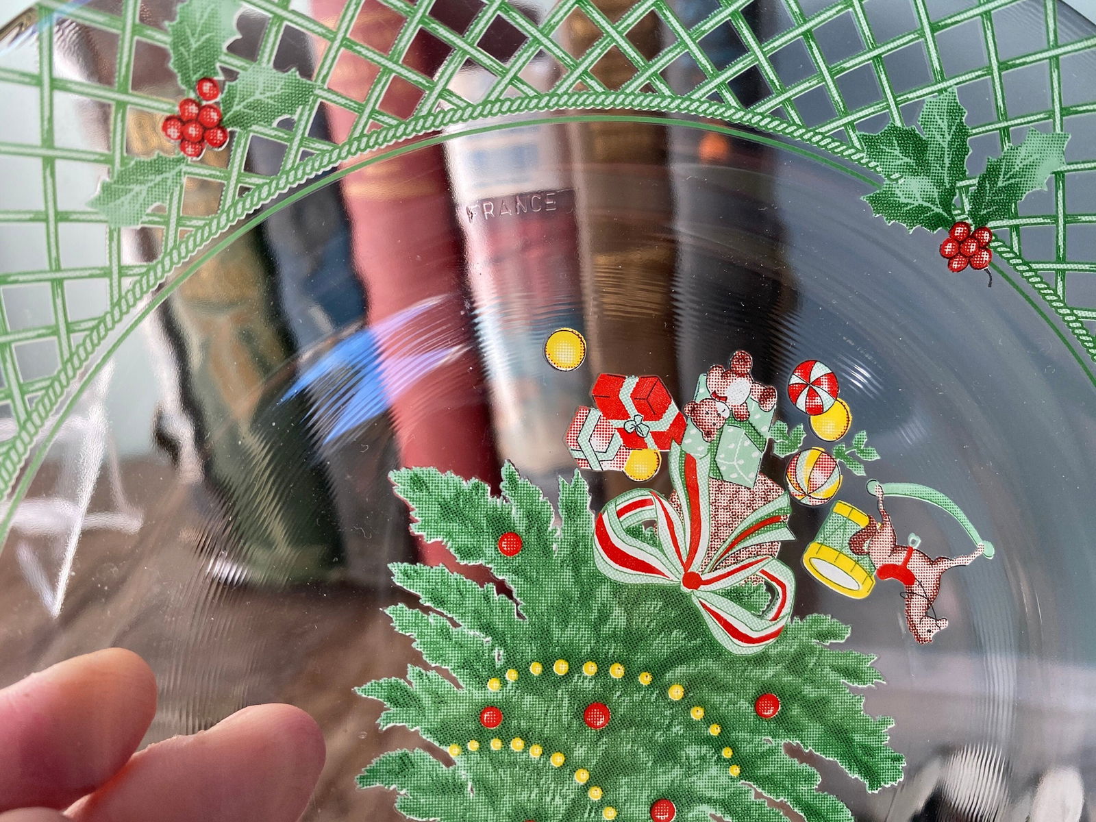 Vintage French Clear Glass Christmas Luncheon Plates by Arcoroc - Duckwells