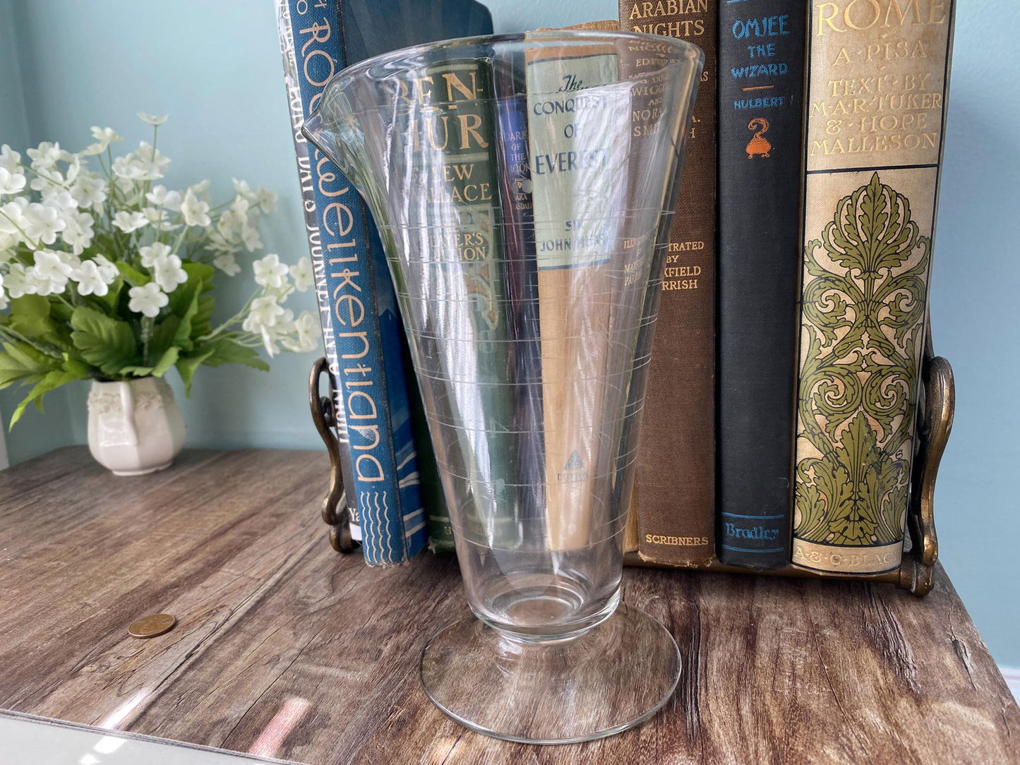 Vintage Glass Beaker Wheel Etched Apothecary Dispenser - Duckwells