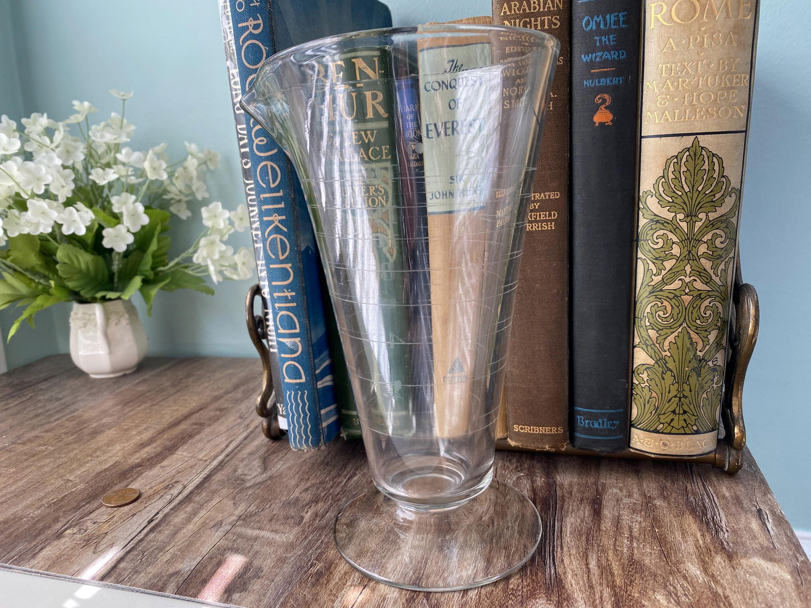 Vintage Glass Beaker Wheel Etched Apothecary Dispenser - Duckwells