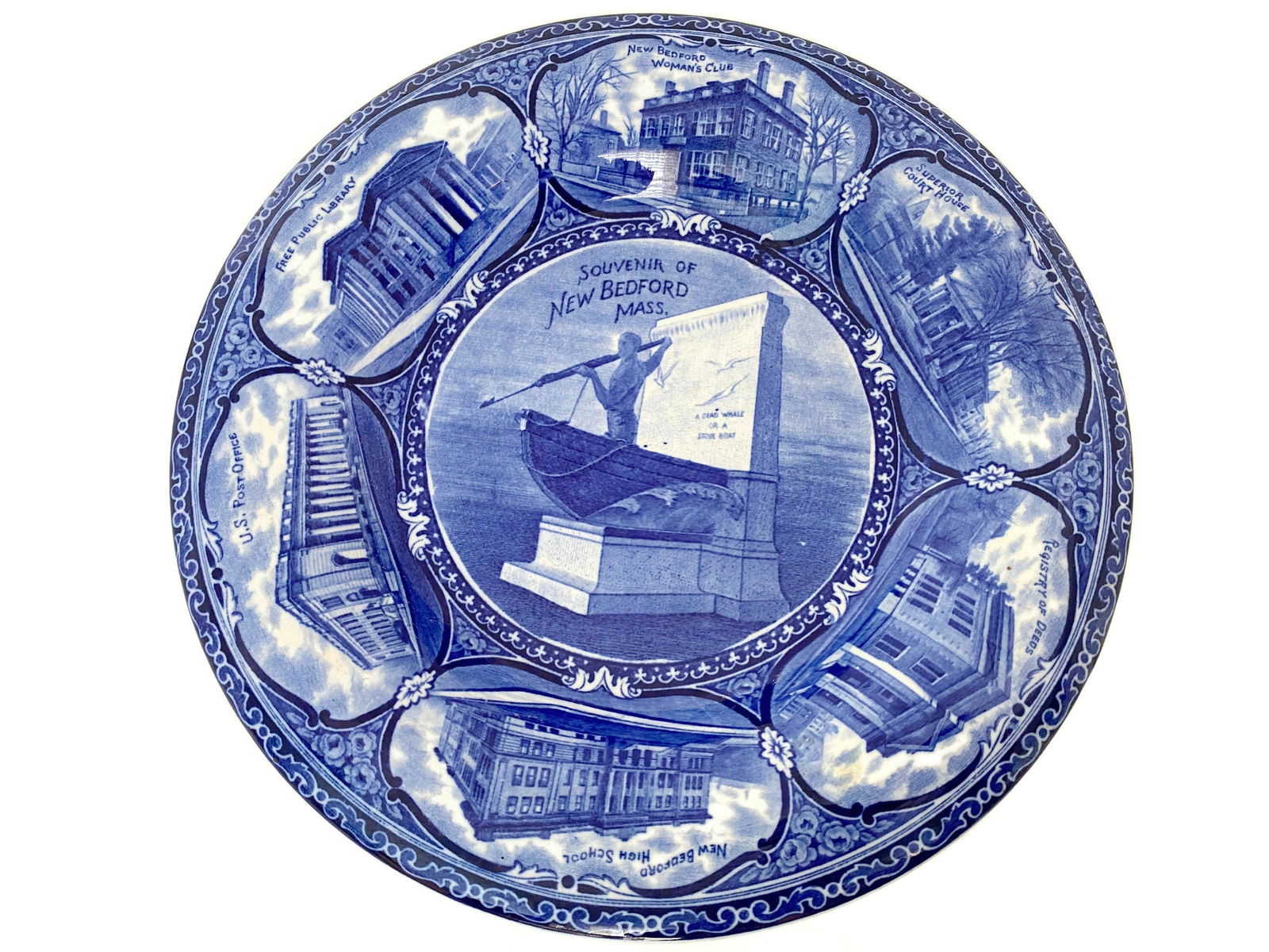 Vintage Historical New Bedford Massachusetts Souvenir Plate - Duckwells