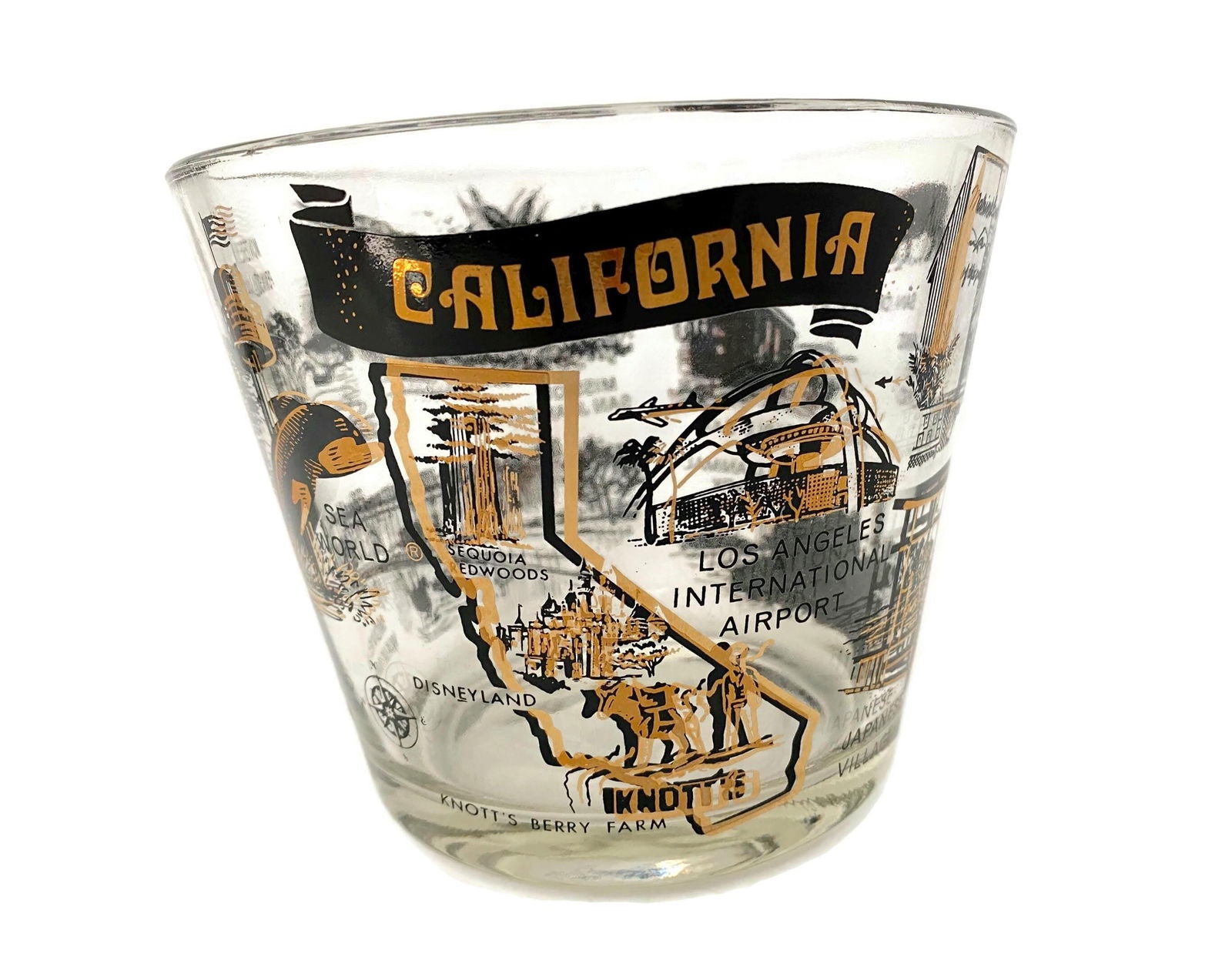 Vintage Midcentury California Souvenir Glass Ice Bucket at Duckwells