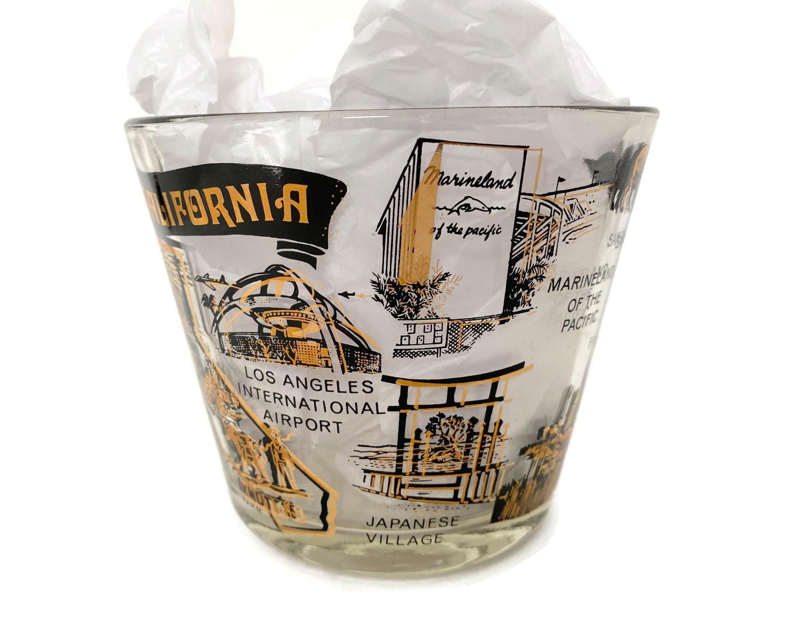Vintage Midcentury California Souvenir Glass Ice Bucket at Duckwells