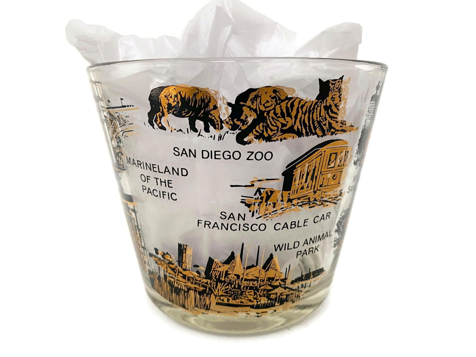 Vintage Midcentury California Souvenir Glass Ice Bucket at Duckwells