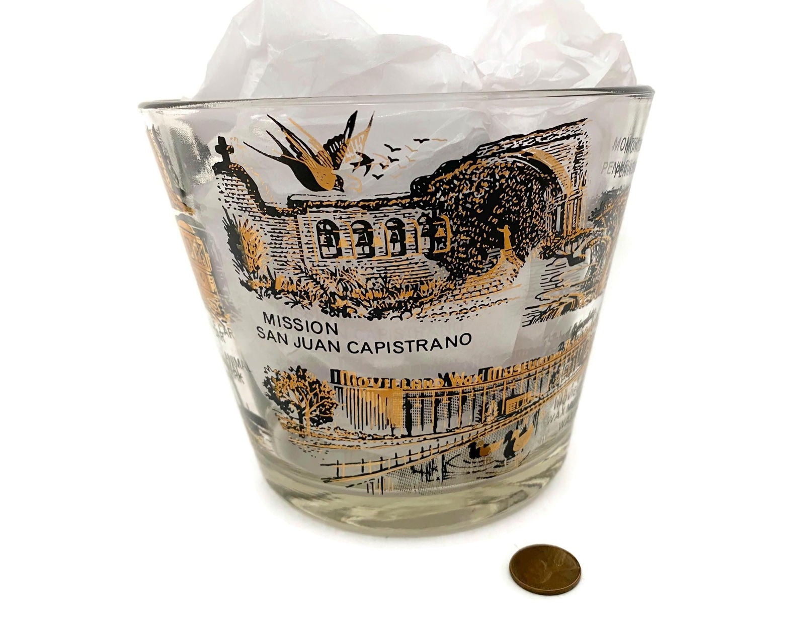 Vintage Midcentury California Souvenir Glass Ice Bucket at Duckwells