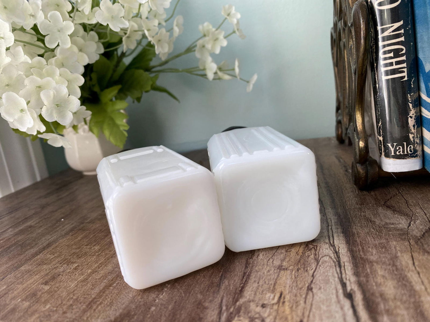 Vintage Milk Glass Spice Jars - Duckwells