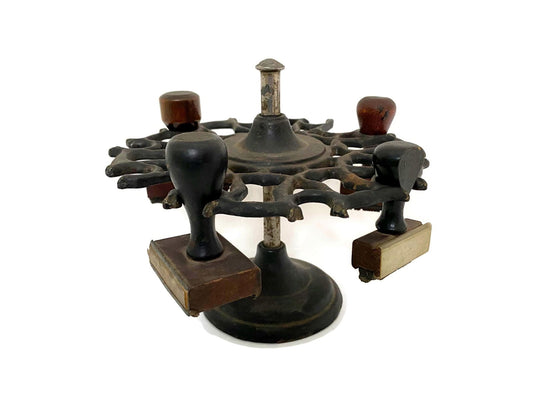Vintage Office Cast Iron Stamp Carousel Holder - Duckwells
