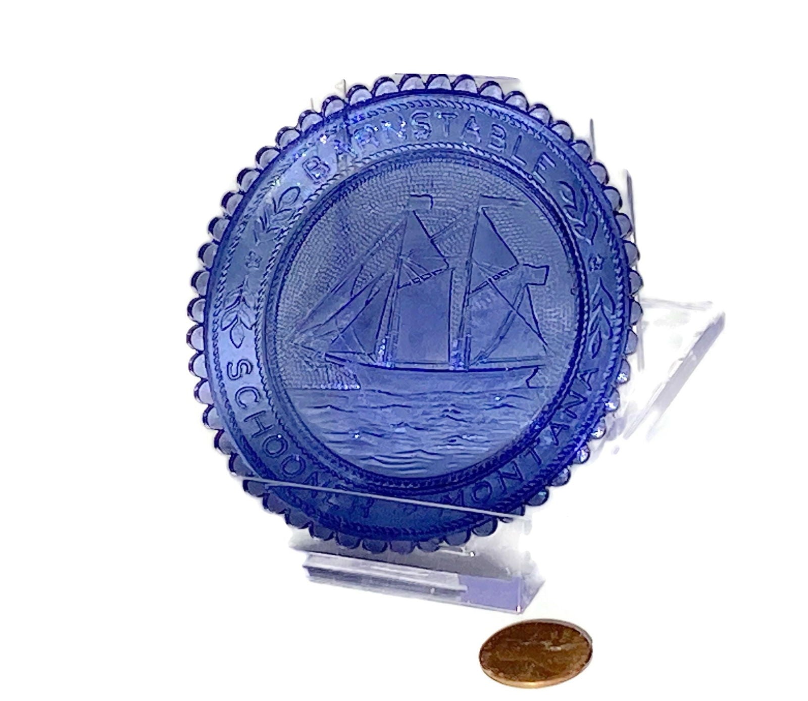 Vintage Pairpoint Glass Cup Plate Schooner Montana - Duckwells