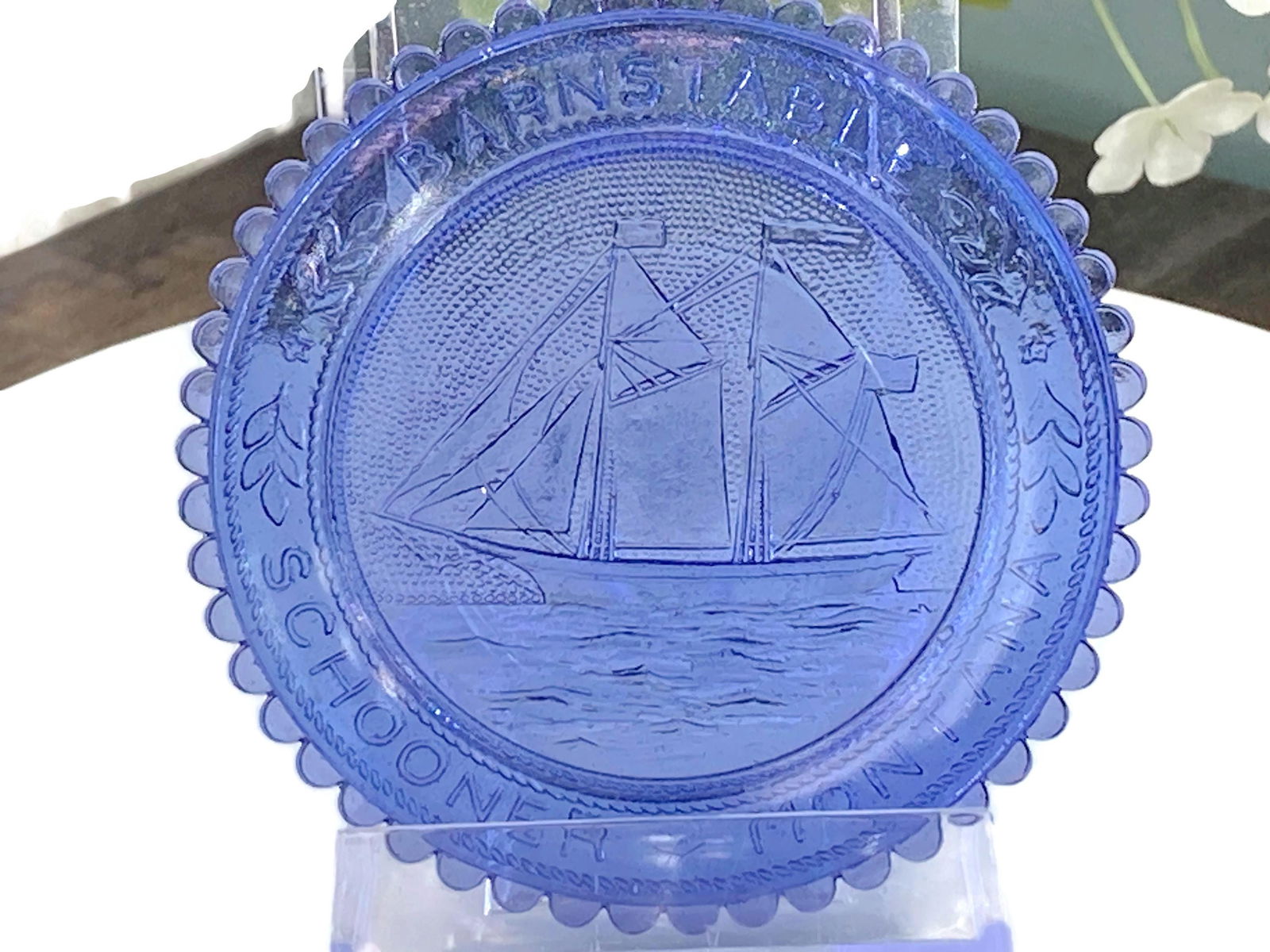 Vintage Pairpoint Glass Cup Plate Schooner Montana - Duckwells