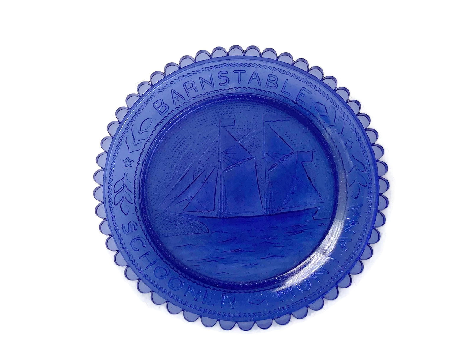 Vintage Pairpoint Glass Cup Plate Schooner Montana - Duckwells