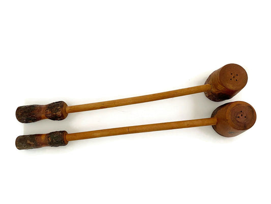 Vintage Rustic Salt and Pepper Shakers with Long Handles - Duckwells