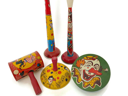 Vintage Tin Litho Party Noisemakers - Duckwells