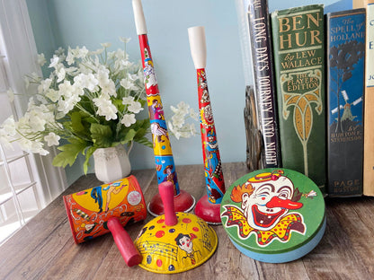 Vintage Tin Litho Party Noisemakers - Duckwells